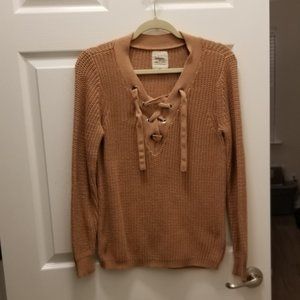 Between Me & You 100% Cotton Lace-up Long Sleeve Sweater Size XS